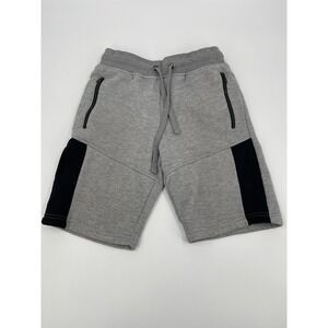 Akademiks Grey Black Jogger Shorts Men Size S Athletic Fleece Drawstring Pockets